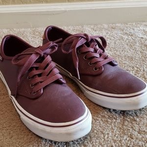 Maroon leather Van's sneakers